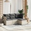 vidaXL Salon de jardin 4 pcs avec coussins gris clair r&eacute;sine tress&eacute;e