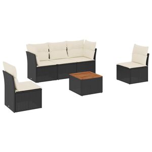 vidaXL Salon de jardin 6 pcs avec coussins noir r&eacute;sine tress&eacute;e