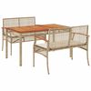 vidaXL Ensemble &agrave; manger de jardin et coussins 3 pcs Beige poly rotin