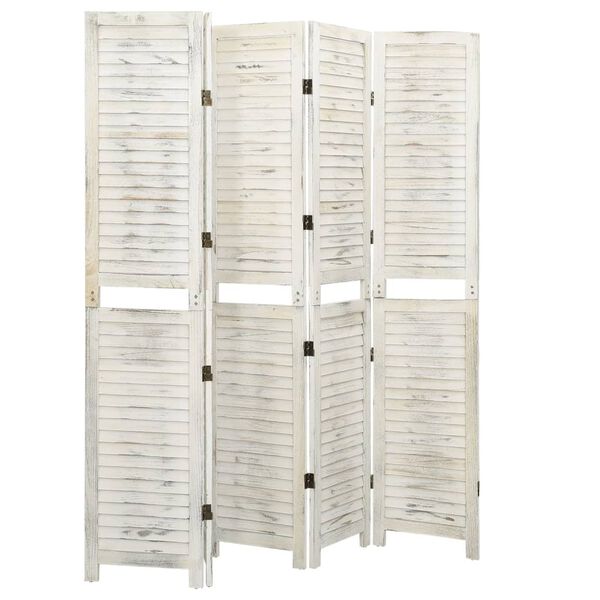 vidaXL Cloison de s&eacute;paration 5 panneaux Blanc antique 178,5x166cm Bois