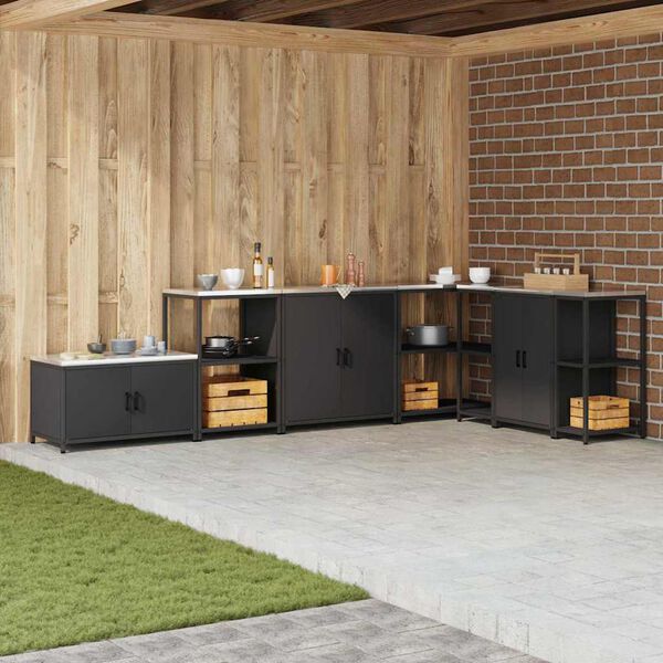 vidaXL Rangement de cuisine avec &eacute;tag&egrave;re Noir 60 x 50 x 92 cm Acier