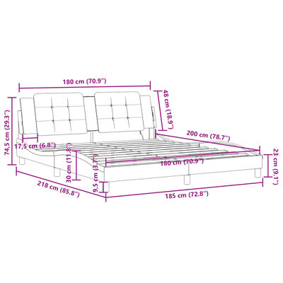 vidaXL Cadre de lit avec LED sans matelas noir 180x200 cm