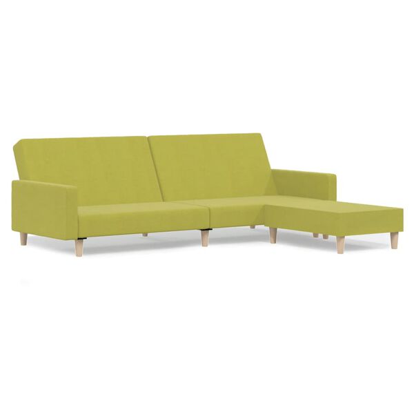 vidaXL Canap&eacute;-lit &agrave; 2 places avec repose-pied Vert Tissu