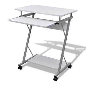 vidaXL Bureau d'ordinateur compact avec plateau &agrave; clavier Blanc