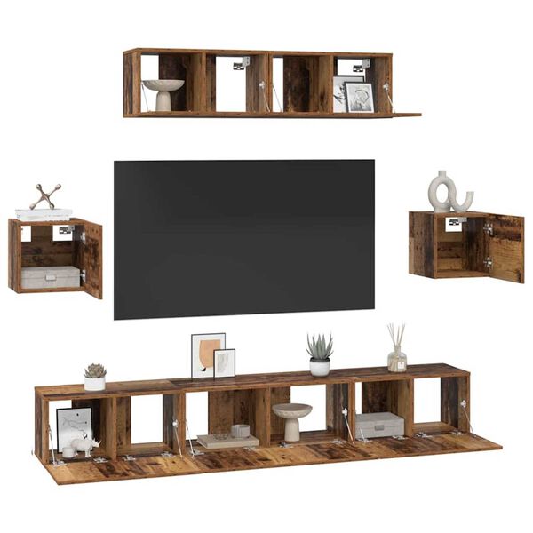 vidaXL Ensemble meuble TV 7 pcs Bois Ancien Bois d'ing&eacute;nierie