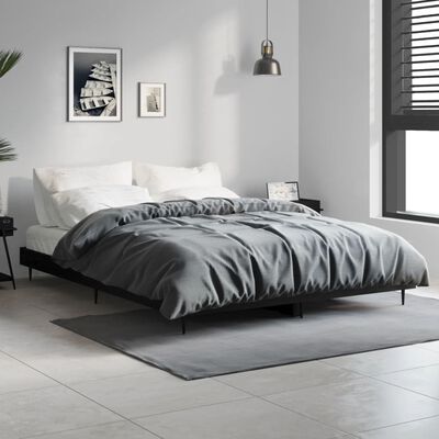 vidaXL Cadre de lit sans matelas noir 135x190 cm bois d'ingénierie