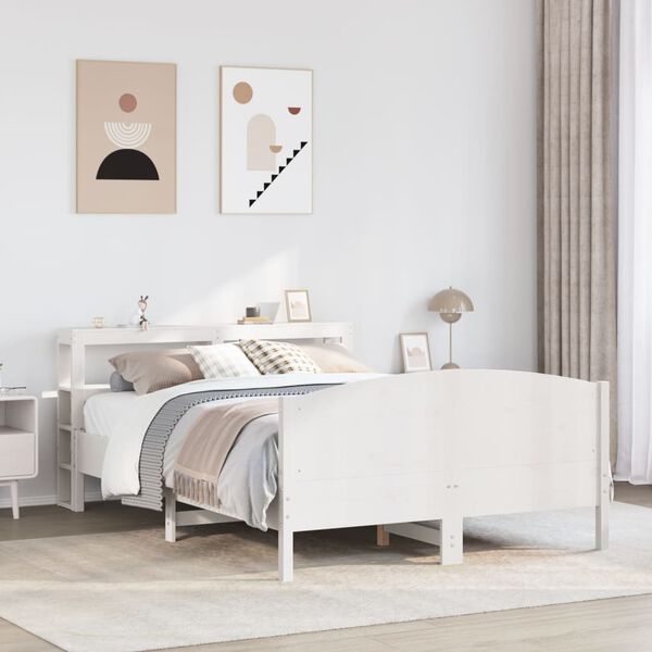 vidaXL Cadre de lit sans matelas blanc 120x190 cm bois de pin massif
