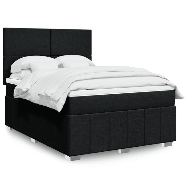 vidaXL Sommier &agrave; lattes de lit avec matelas Noir 160x200 cm Tissu