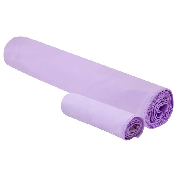 vidaXL Set de serviettes de sport 2 pcs Violet tissu