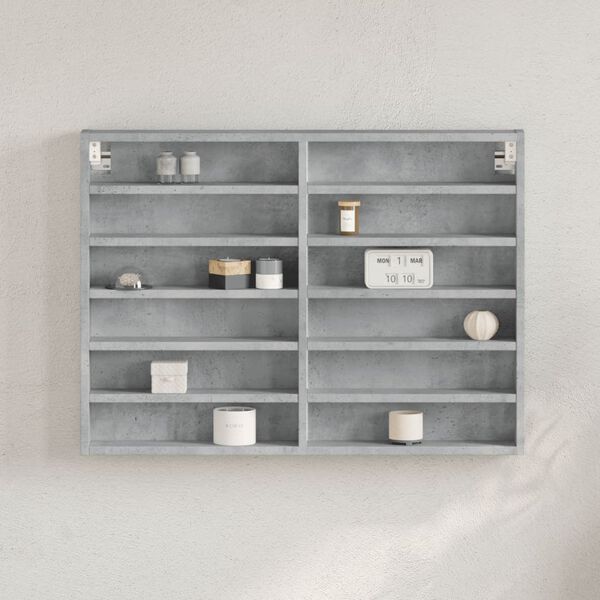 vidaXL Armoire &agrave; vitrine gris b&eacute;ton 80x8,5x58 cm bois d'ing&eacute;nierie