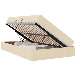 vidaXL Lit avec rangement et matelas Cr&egrave;me 120 x 200 cm Polyester