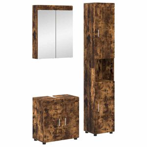 vidaXL Ensemble de mobilier de salle de bain TULUM 3 pcs Ch&ecirc;ne fum&eacute;