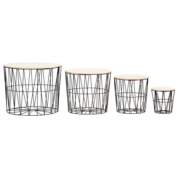 vidaXL Tables basses 4 pcs Noir