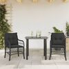 vidaXL Ensemble de bistro 3 pcs avec coussins noir r&eacute;sine tress&eacute;e