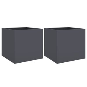 vidaXL Jardini&egrave;res 2 pcs anthracite 49x47x46 cm acier