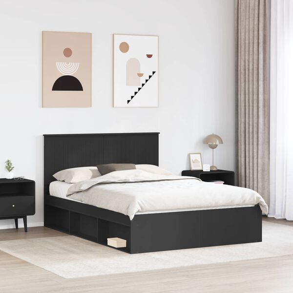 vidaXL Cadre de lit Noir 140 x 200 cm Bois de pin massif