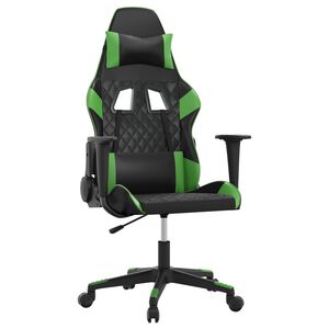 vidaXL Chaise de jeu de massage Noir et vert Similicuir