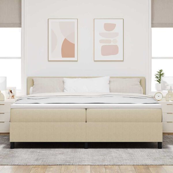 vidaXL Lit &agrave; ressort LED Gris clair et blanc 200 x 200 cm