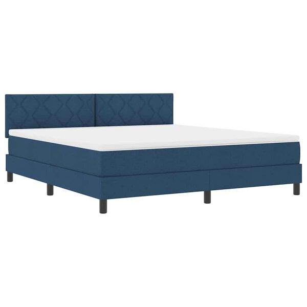 vidaXL Lit &agrave; ressorts avec matelas Bleu 180 x 200 cm tissu