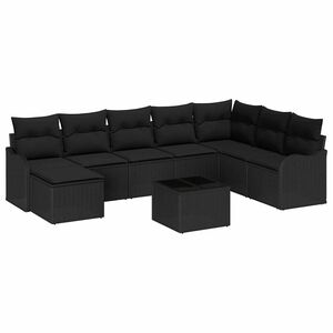 vidaXL Ensemble de canap&eacute; de jardin 9 pc Noir polyrotin