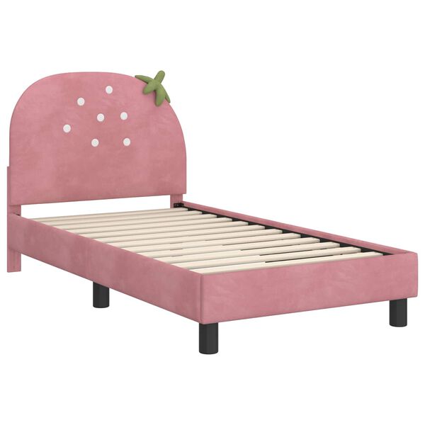 vidaXL Cadre de lit pour enfants avec t&ecirc;te de lit Rose 80 x 160 cm