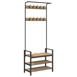 vidaXL Porte-manteau avec &eacute;tag&egrave;re Ch&ecirc;ne artisanal 75 x 34 x 184 cm