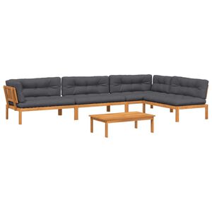 vidaXL Salon palette de jardin avec coussins 5pcs bois d'acacia massif