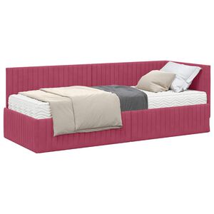 vidaXL Cadre de lit d'angle avec matelas 2 pi&egrave;ces Bordeaux 80 x 200 cm