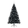 vidaXL Sapin de No&euml;l artificiel pr&eacute;-&eacute;clair&eacute; Noir 210 cm PVC