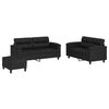 vidaXL Ensemble de canap&eacute;s 3 pcs avec coussins Noir Similicuir