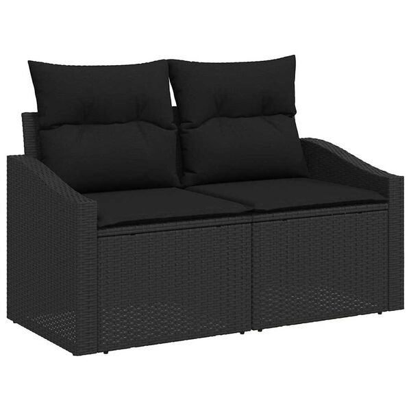 vidaXL Ensemble de Canapés avec coussin 7 pcs Noir polyrotin