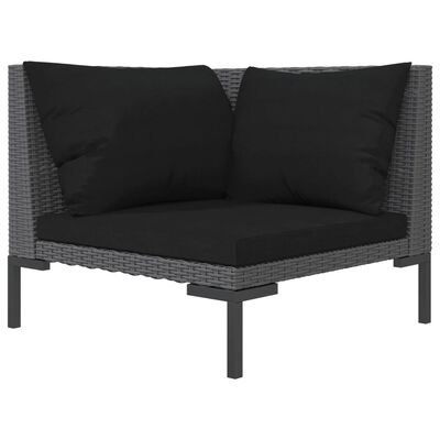 vidaXL Salon de jardin 8 pcs avec coussins Résine tressée Gris foncé