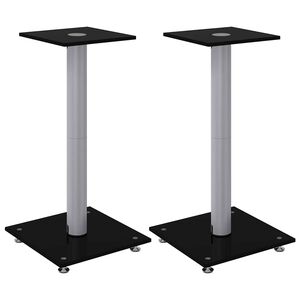 vidaXL Supports de haut-parleurs 2 pcs noir et argent&eacute; 1 pilier