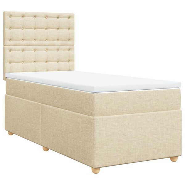 vidaXL Sommier &agrave; lattes de lit avec matelas Cr&egrave;me 80x200 cm Tissu