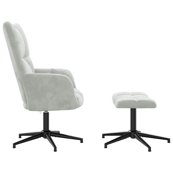 vidaXL Chaise de relaxation avec tabouret Gris clair Velours