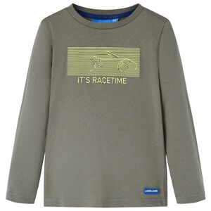 T-shirt enfant &agrave; manches longues kaki 92