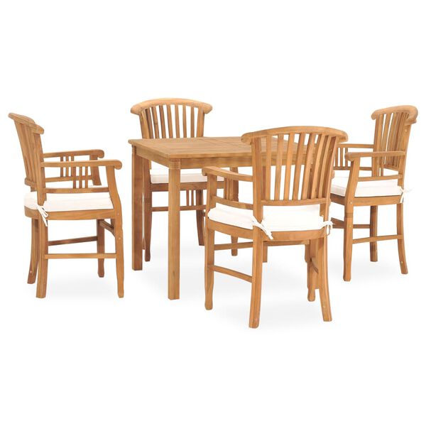 vidaXL Ensemble &agrave; manger de jardin 5pcs avec coussins bois teck solide