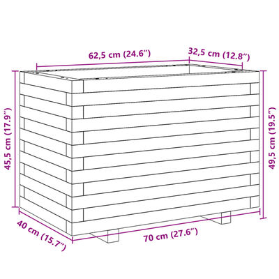 vidaXL Jardinière 70x40x49,5 cm bois de pin massif