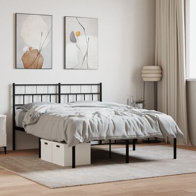 vidaXL Cadre de lit métal sans matelas avec tête de lit noir 120x190cm