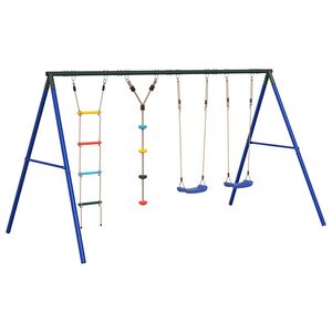 vidaXL Jeu balan&ccedil;oire ext&eacute;rieur balan&ccedil;oires &eacute;chelle et corde &agrave; disque