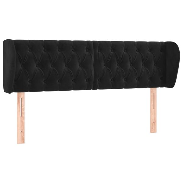 vidaXL T&ecirc;te de lit avec oreilles Noir 163x23x78/88 cm Velours
