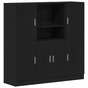 vidaXL Ensemble d'armoires de cuisine 3 pcs noir bois d'ing&eacute;nierie
