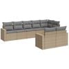 vidaXL Salon de jardin avec coussins 8 pcs beige r&eacute;sine tress&eacute;e