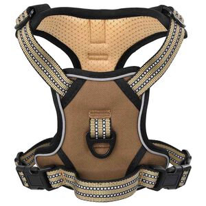 vidaXL Harnais pour chien et bandes r&eacute;fl&eacute;chissantes r&eacute;glables marron L