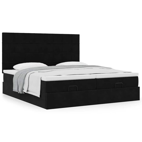 VidaXL Cadre de lit ottoman avec matelas noir 200x200cm velours