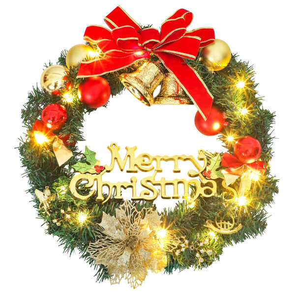 vidaXL Couronne de No&euml;l avec 15 LED vertes 30 cm