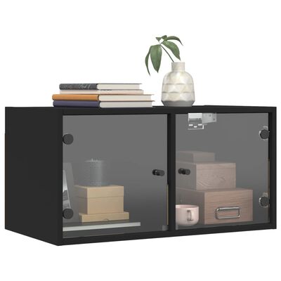 vidaXL Armoire murale avec portes en verre noir 68,5x37x35 cm