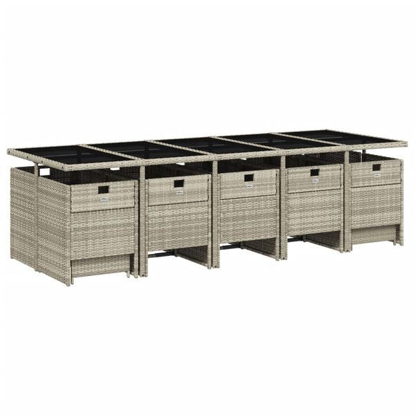 vidaXL Ensemble &agrave; manger de jardin et coussins 15 pcs gris clair rotin