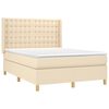 vidaXL Sommier &agrave; lattes de lit avec matelas Cr&egrave;me 140x200 cm Tissu