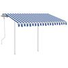 vidaXL Auvent manuel r&eacute;tractable avec poteaux 3x2,5 m Bleu et blanc